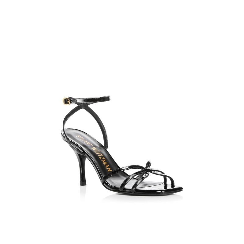 Stuart Weitzman Womens Black Barelythere Square Toe Stiletto Heeled Sandal 10 B